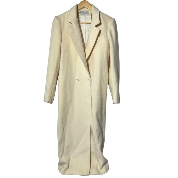 Ashley Scott Wool Blend Coat Long Maxi Double‎ Breasted Overcoat Jacket SIZE L - Picture 1 of 10